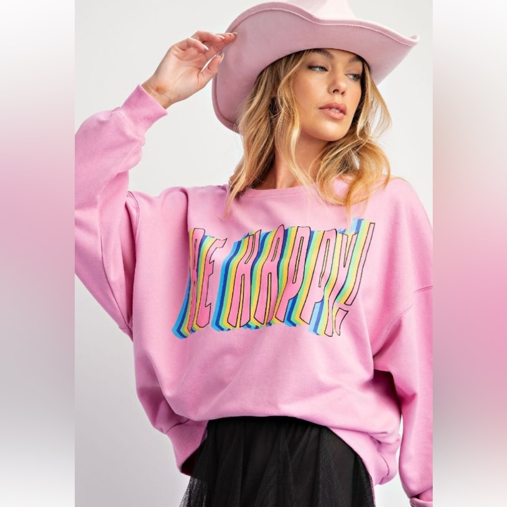 easel Pink Oversized Graphic Sweatshirt